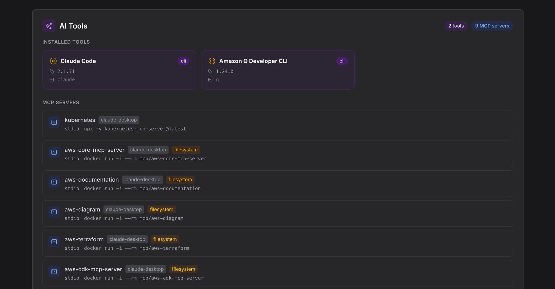 IDE Extensions showing Visual Studio Code, Cursor, and JetBrains with AI extensions including Claude Code and GitHub Copilot